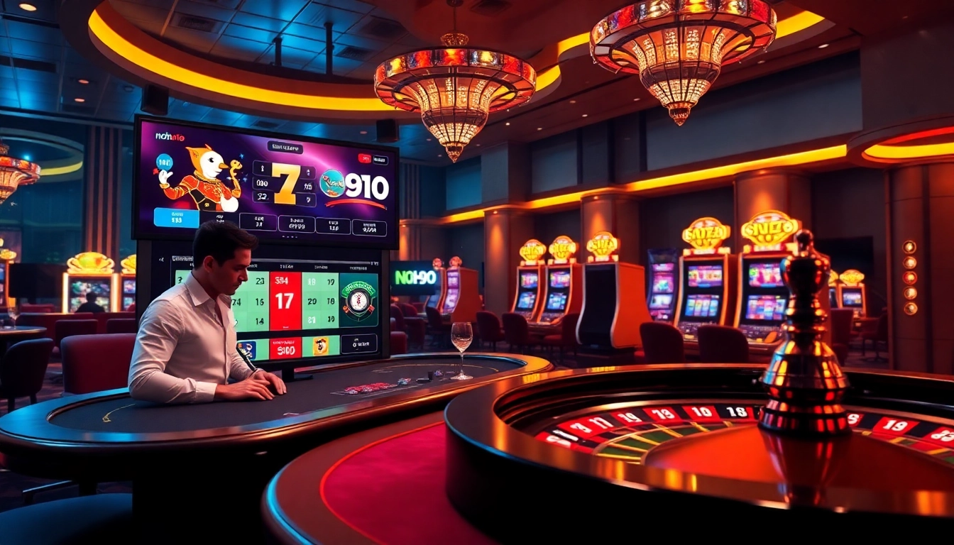 Online gamblers exploring the vibrant nohu90 betting interface with engaging visuals