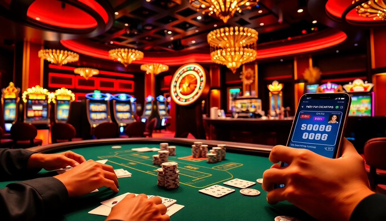 Experience high-stakes gaming at a luxurious poker table featuring s8 poker chips and vibrant casino atmospherics.