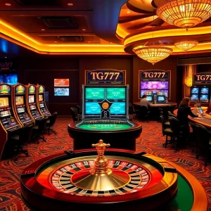 Experience live gaming excitement at TG777 Casino with vibrant slot machines and engaging tables.