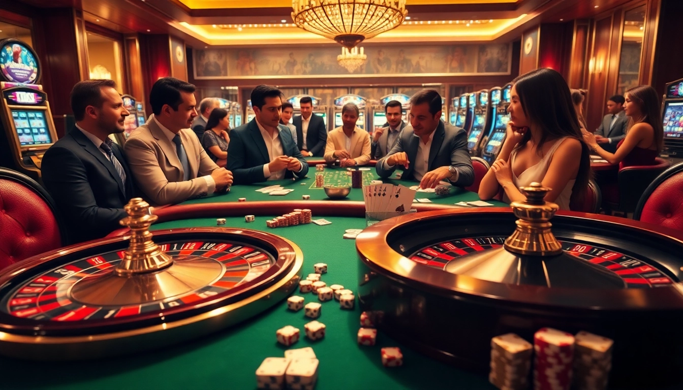 Experience thrilling gambling action on https://dh88.site/ with players engagement at a luxury casino table.